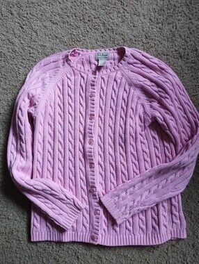 L.L. Bean Cable Knit Cardigan - Pink